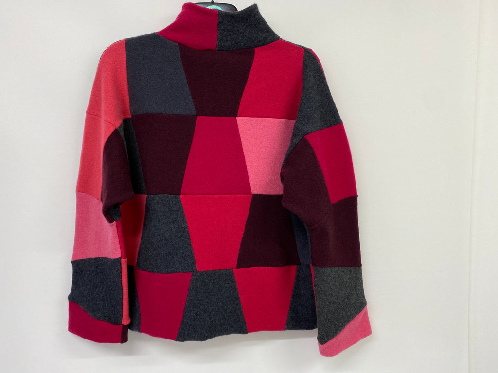 100% Cashmere Patchwork Jumper – Handmade Pink & Grey
